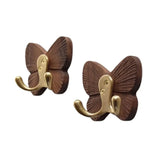 ButterFlyra Wandhaken aus Walnussholz – Doppelhaken im Schmetterlingsdesign | Massivholz | Dekorative Garderobenlösung