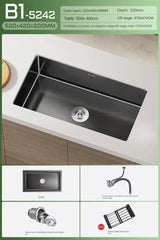 NoirCascade Pro Unterbau-Küchenspüle mit Wasserfallarmatur – Schwarze Edelstahl-Einbauspüle | 3 mm Stärke | Luxus-Design für moderne Küchen