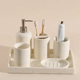 NATURIA Wabi-Sabi Badezimmer-Set – Naturstein Accessoires | Minimalistisches Spa Design für Bad & Hotel