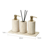 TerraViva Travertin Badaccessoires Set – Naturstein Badezimmer Set | Exklusive Spa-Optik | Stilvolle Organisation