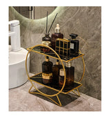 LuxeTier Doppelablage Kosmetik Organizer – Zweistöckiges Aufbewahrungsregal in Gold/Schwarz | Marmoroptik Schalen | Elegante Ordnung