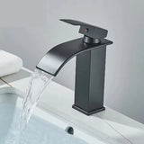 Aurevia Lavaboarmatur – Goldene Lavaboarmatur mit Wasserfallauslauf | Gebürstete Edelstahlarmatur | Einhebelmischer für Warm- und Kaltwasser