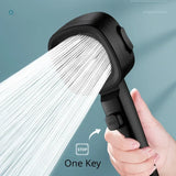 HydroPulse Pro Handbrause mit Hochdrucksystem – 3-Stufen Duschkopf quadratisch | Wassersparend | Ein-Tasten-Stopp-Funktion