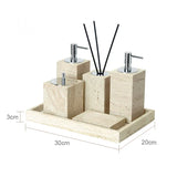 NATURAVITA Badezimmer-Set Travertin Beige – Naturstein Badaccessoires | Spa Design | Zeitlose Eleganz