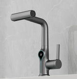 AquaTherm Wasserfall Waschtischarmatur mit Temperaturanzeige – Höhenverstellbare Badarmatur