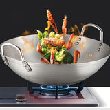 ProCook Edelstahl-Wok mit Doppelgriffsystem – Großvolumiger Profi-Wok | Unbeschichteter Kochwok für gleichmäßige Hitzeverteilung | Robuster Küchenwok für intensives Braten & Schmoren