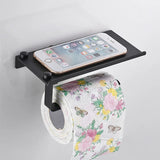 AurumShelf Design Toilettenpapierhalter mit Ablage – Wandmontage aus Aluminiumlegierung | Modernes Badaccessoire | Handyablage integriert