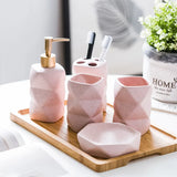 NordAura SkandiKeramik 4-teiliges Badezimmer-Set – Skandinavisches Keramik Accessoire-Set | Minimalistisch | Seifenspender & Organizer