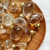 CRYSTELLA Möbelknopf Kristall Champagner – Schrankknopf mit Goldbasis | Glamour Design | Elegantes Möbel-Upgrade