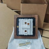 NobleWood Kippschalter aus Walnussholz 1–4 Fach – Messinghebel Lichtschalter | Edles Retro-Design | Integrierte USB-Option