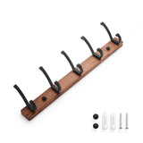 Lignora Wandgarderobe mit 5 Haken – Schwarze Holzgarderobe für Flur & Bad | Platzsparend | Stilvolle Aufbewahrungslösung
