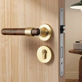 NaturaLock Holz Türschloss Set – Geräuscharmer Innentürgriff mit Walnussholz | Klassisches Design | Leiser Mechanismus