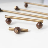 NATUROX Möbelgriff mit Holzakzent 128 mm – Bronze Metallgriff mit Walnussholz | Moderner Schrankgriff | Warme Designoptik