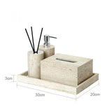 NATURAVITA Badezimmer-Set Travertin Beige – Naturstein Badaccessoires | Spa Design | Zeitlose Eleganz