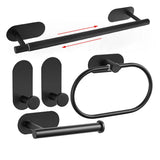 AquaMount Pro Selbstklebendes Badezimmer-Accessoire-Set aus Edelstahl – Wandhalterung ohne Bohren | Rostfrei | Gebürstetes Premium-Design