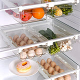 CoolStack Kühlschrank-Schiebebox mit Unterregal-System – Transparente Frischhalte- und Ordnungsbox für Obst, Gemüse & Eier | Platzsparender Kühlschrank-Organizer mit Auszugsschublade