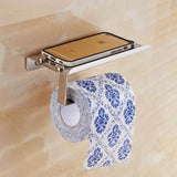 AurumShelf Design Toilettenpapierhalter mit Ablage – Wandmontage aus Aluminiumlegierung | Modernes Badaccessoire | Handyablage integriert