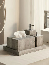 ZENSTONE Naturstein Badset – Höhlenstein Accessoires | Wabi-Sabi Design | Luxuriöse Spa Atmosphäre