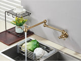 Designer Wand Wasserhahn Küche Goldoptik – Kaltwasserarmatur | Schwenkbarer Hahn | Platzsparend & Elegant