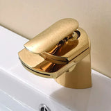AQUACASCADA Wasserfall Waschbeckenarmatur – Messing Einhebelmischer | Breiter Auslauf | Modernes Spa-Design