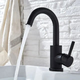 AquaSpin Waschbeckenarmatur Schwarz Nickel – Edelstahl Einhebelmischer | 360° Drehbarer Auslauf | Modernes Bad Design