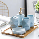 NordAura SkandiKeramik 4-teiliges Badezimmer-Set – Skandinavisches Keramik Accessoire-Set | Minimalistisch | Seifenspender & Organizer