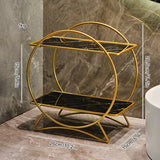 LuxeTier Doppelablage Kosmetik Organizer – Zweistöckiges Aufbewahrungsregal in Gold/Schwarz | Marmoroptik Schalen | Elegante Ordnung