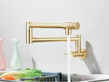 Designer Wand Wasserhahn Küche Goldoptik – Kaltwasserarmatur | Schwenkbarer Hahn | Platzsparend & Elegant