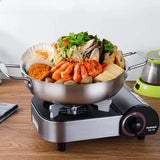 ChefServe Edelstahl-Multifunktionspfanne mit Griffsystem – Große Saucen- & Paellapfanne | Rostfreie Profi-Kochpfanne für gleichmäßige Hitze | Vielseitige Küchen- und Outdoorpfanne