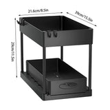 FlexiStore 2-stufiger Unterschrank-Organizer – Ausziehbares System mit Körben, Haken & Bechersystem