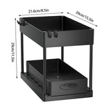Küchen & Badezimmer Organizer Unter Spüle – Ausziehbares Regal mit Haken | Schrank Aufbewahrungssystem
