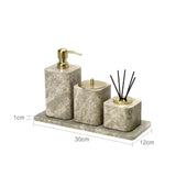 MARBELLA LUX Badezimmer-Set Naturmarmor – 7-teiliges Badaccessoire Set | Exklusive Spa-Optik | Zeitlose Eleganz