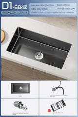 NoirCascade Pro Unterbau-Küchenspüle mit Wasserfallarmatur – Schwarze Edelstahl-Einbauspüle | 3 mm Stärke | Luxus-Design für moderne Küchen