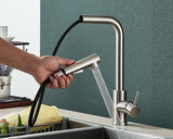 NoirFlow Design-Küchenarmatur mit Ausziehbrause – 360° Schwenkfunktion, Zwei Strahlarten & Mattschwarzes Edelstahl-Finish