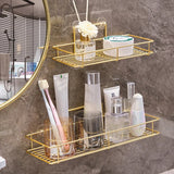 Oraluxe Premium Wandhalter für Mundspülbecher Schwarz-Gold Selbstklebend – Bohrfreie Badezimmer Ablage | Elegantes Becherregal für Waschbereich & Gäste-WC | Platzsparende und hygienische Aufbewahrung