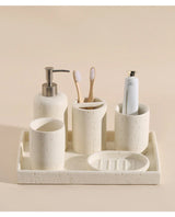 NATURIA Wabi-Sabi Badezimmer-Set – Naturstein Accessoires | Minimalistisches Spa Design für Bad & Hotel