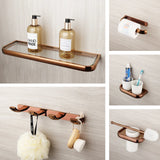 Monoria Premium Badaccessoire Set Roségold 5-teilig Wandmontage aus Massivmessing – Luxus Badezimmer Komplettset | Elegantes Hotel-Design für stilvolle Badgestaltung | Korrosionsbeständige Sanitär-Accessoires