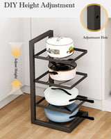 FlexiRack Max Edelstahl-Topf- & Pfannen-Organizer mit Flex-System – Verstellbares Küchenregal für Töpfe, Pfannen & Deckel | Mehrstufiger Schrank-Organizer aus Karbonstahl | Platzsparende Premium Küchenaufbewahrung