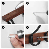 Lignora Wandgarderobe mit 5 Haken – Schwarze Holzgarderobe für Flur & Bad | Platzsparend | Stilvolle Aufbewahrungslösung