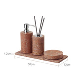 TERRAVENA Badezimmer-Set aus rotem Travertin – Naturstein Badaccessoires | Vintage Stil | Luxuriöse Spa-Atmosphäre