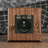 NobleWood Kippschalter aus Walnussholz 1–4 Fach – Messinghebel Lichtschalter | Edles Retro-Design | Integrierte USB-Option