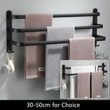 NeroLine Wand-Handtuchhalter Schwarz – Aluminium Handtuchstange | Rostfrei | Platzsparendes Design