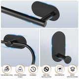 AquaMount Pro Selbstklebendes Badezimmer-Accessoire-Set aus Edelstahl – Wandhalterung ohne Bohren | Rostfrei | Gebürstetes Premium-Design