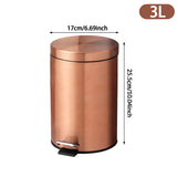ELEGANZA Roségold Treteimer 3L – Edelstahl Abfalleimer Rund | Platzsparend & Hygienisch | Stilvolles Wohnaccessoire
