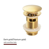 AquaLift Design-Pop-Up Ablaufgarnitur aus Messing – Push-Down Waschtischablauf | Mit/Ohne Überlauf | Mehrfarbiges Premium-Finish