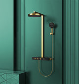 GoldRain Unterputz Duschsystem mit Thermostat – Regendusche in Goldoptik | Konstante Temperatur | Luxus Badlösung