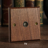 NobleWood Kippschalter aus Walnussholz 1–4 Fach – Messinghebel Lichtschalter | Edles Retro-Design | Integrierte USB-Option