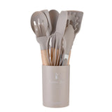 CookMaster Pro Küchenutensilien-Set – 12-teiliges Silikon-Kochset mit Holzgriffen | hitzebeständige Küchenhelfer | stilvolle Premium-Küchenausstattung