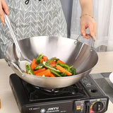 ProCook Edelstahl-Wok mit Doppelgriffsystem – Großvolumiger Profi-Wok | Unbeschichteter Kochwok für gleichmäßige Hitzeverteilung | Robuster Küchenwok für intensives Braten & Schmoren