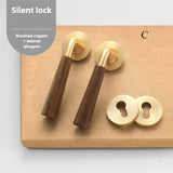 NaturaLock Holz Türschloss Set – Geräuscharmer Innentürgriff mit Walnussholz | Klassisches Design | Leiser Mechanismus